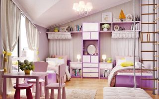 Удобная детская для 2 девочек: советы по выбору интерьера и мебели