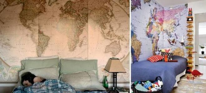 Стильные обои «карта мира» на стены: правила выбора и разновидности