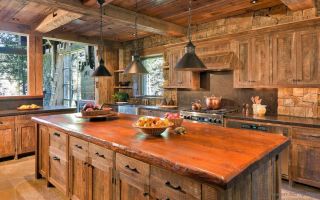 Натуральные деревянные кухни: дизайн и особенности декора