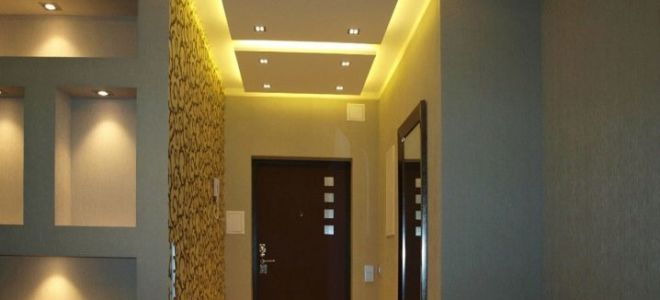 Потолок из гипсокартона в прихожей: 30 фото и 5 достоинств