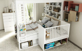 Функциональная спальня с детской кроваткой в родительской комнате