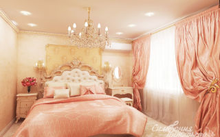 Нежная спальня в персиковом цвете: дизайн и 30 фото